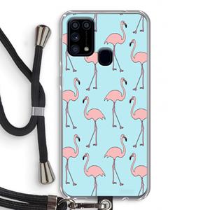 CaseCompany Anything Flamingoes: Samsung Galaxy M31 Transparant Hoesje met koord