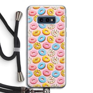 CaseCompany Pink donuts: Samsung Galaxy S10e Transparant Hoesje met koord