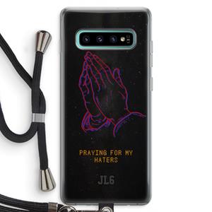 CaseCompany Praying For My Haters: Samsung Galaxy S10 Plus Transparant Hoesje met koord