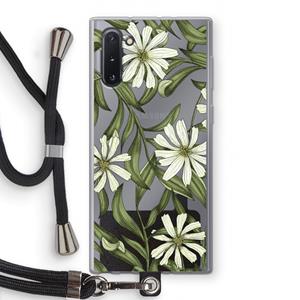 CaseCompany Wit bloemenpatroon: Samsung Galaxy Note 10 Transparant Hoesje met koord