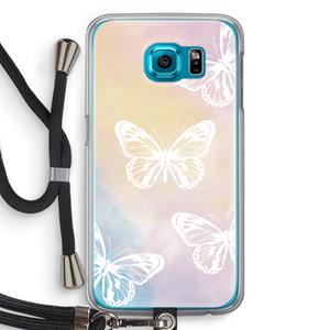 CaseCompany White butterfly: Samsung Galaxy S6 Transparant Hoesje met koord