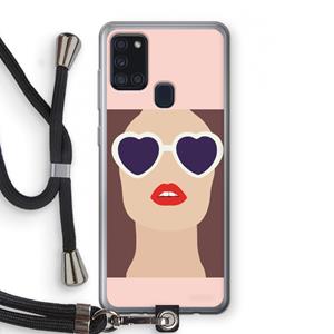 CaseCompany Red lips: Samsung Galaxy A21s Transparant Hoesje met koord
