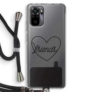CaseCompany Friends heart black: Xiaomi Redmi Note 10 Pro Transparant Hoesje met koord