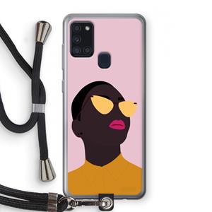 CaseCompany Yellow glasses: Samsung Galaxy A21s Transparant Hoesje met koord