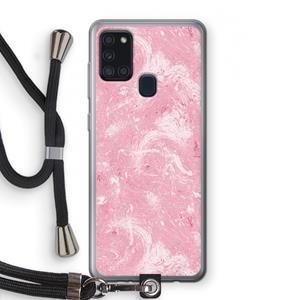 CaseCompany Abstract Painting Pink: Samsung Galaxy A21s Transparant Hoesje met koord