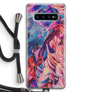 CaseCompany Pink Orchard: Samsung Galaxy S10 Plus Transparant Hoesje met koord