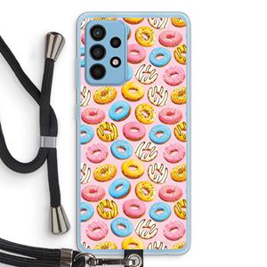 CaseCompany Pink donuts: Samsung Galaxy A52 Transparant Hoesje met koord