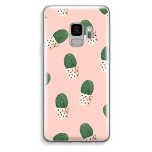 CaseCompany Cactusprint roze: Samsung Galaxy S9 Transparant Hoesje