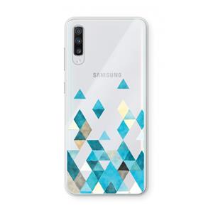 CaseCompany Gekleurde driehoekjes blauw: Samsung Galaxy A70 Transparant Hoesje