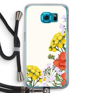 CaseCompany Wilde bloemen: Samsung Galaxy S6 Transparant Hoesje met koord