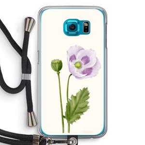 CaseCompany Purple poppy: Samsung Galaxy S6 Transparant Hoesje met koord