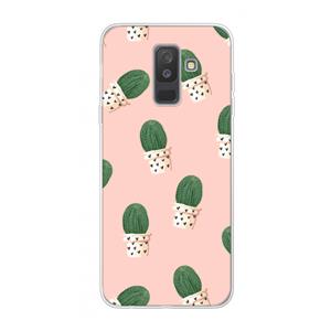CaseCompany Cactusprint roze: Samsung Galaxy A6 Plus (2018) Transparant Hoesje