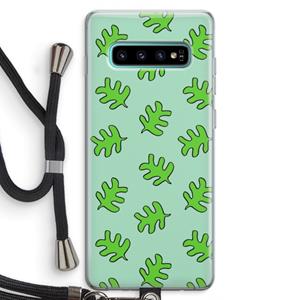 CaseCompany Groene blaadjes: Samsung Galaxy S10 Plus Transparant Hoesje met koord