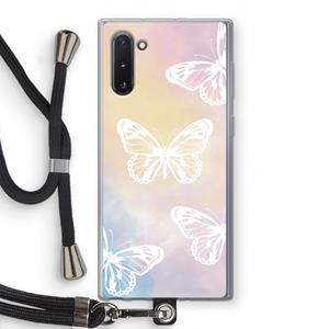 CaseCompany White butterfly: Samsung Galaxy Note 10 Transparant Hoesje met koord