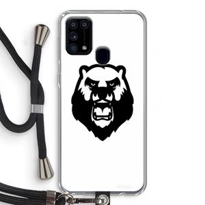 CaseCompany Angry Bear (white): Samsung Galaxy M31 Transparant Hoesje met koord