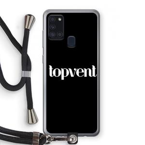 CaseCompany Topvent Zwart: Samsung Galaxy A21s Transparant Hoesje met koord