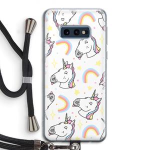 CaseCompany Rainbow Unicorn: Samsung Galaxy S10e Transparant Hoesje met koord