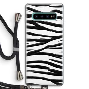 CaseCompany Zebra pattern: Samsung Galaxy S10 Plus Transparant Hoesje met koord