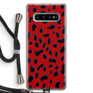 CaseCompany Red Leopard: Samsung Galaxy S10 Plus Transparant Hoesje met koord