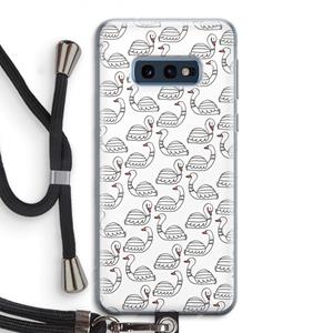 CaseCompany Zwanen: Samsung Galaxy S10e Transparant Hoesje met koord