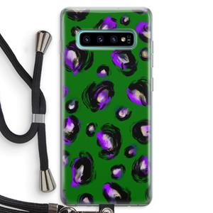 CaseCompany Green Cheetah: Samsung Galaxy S10 Plus Transparant Hoesje met koord