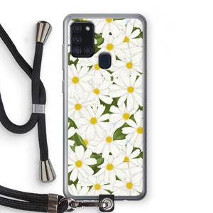 CaseCompany Summer Daisies: Samsung Galaxy A21s Transparant Hoesje met koord