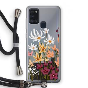 CaseCompany Painted wildflowers: Samsung Galaxy A21s Transparant Hoesje met koord
