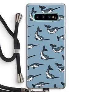 CaseCompany Narwhal: Samsung Galaxy S10 Plus Transparant Hoesje met koord