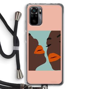 CaseCompany Orange lips: Xiaomi Redmi Note 10 Pro Transparant Hoesje met koord