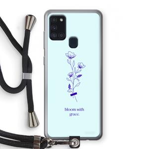 CaseCompany Bloom with grace: Samsung Galaxy A21s Transparant Hoesje met koord