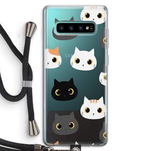 CaseCompany Katten: Samsung Galaxy S10 Plus Transparant Hoesje met koord