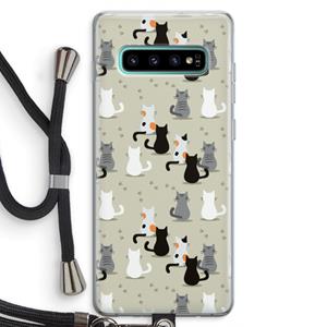 CaseCompany Katten: Samsung Galaxy S10 Plus Transparant Hoesje met koord