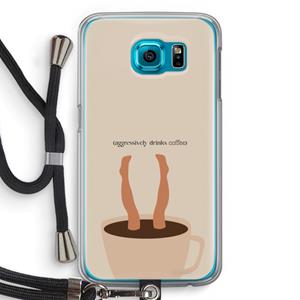 CaseCompany Aggressively drinks coffee: Samsung Galaxy S6 Transparant Hoesje met koord