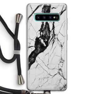 CaseCompany Witte marmer 2: Samsung Galaxy S10 Plus Transparant Hoesje met koord