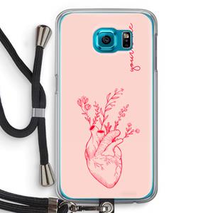 CaseCompany Blooming Heart: Samsung Galaxy S6 Transparant Hoesje met koord