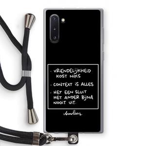 CaseCompany Mijn Motto's: Samsung Galaxy Note 10 Transparant Hoesje met koord