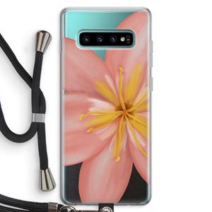 CaseCompany Pink Ellila Flower: Samsung Galaxy S10 Plus Transparant Hoesje met koord