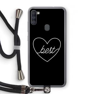 CaseCompany Best heart black: Samsung Galaxy A11 Transparant Hoesje met koord