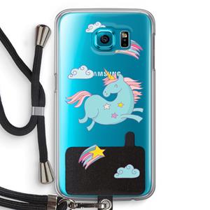 CaseCompany Vliegende eenhoorn: Samsung Galaxy S6 Transparant Hoesje met koord