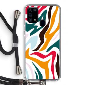CaseCompany Colored Zebra: Samsung Galaxy M31 Transparant Hoesje met koord