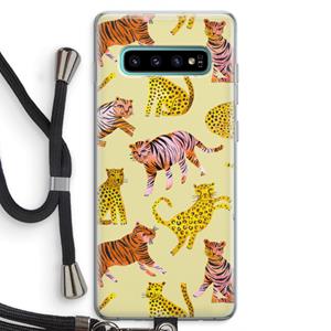 CaseCompany Cute Tigers and Leopards: Samsung Galaxy S10 Plus Transparant Hoesje met koord