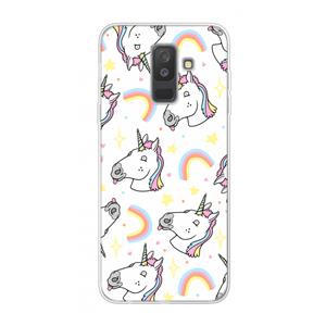 CaseCompany Rainbow Unicorn: Samsung Galaxy A6 Plus (2018) Transparant Hoesje