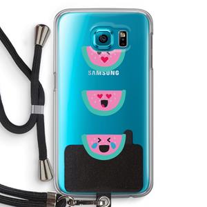 CaseCompany Smiley watermeloen: Samsung Galaxy S6 Transparant Hoesje met koord