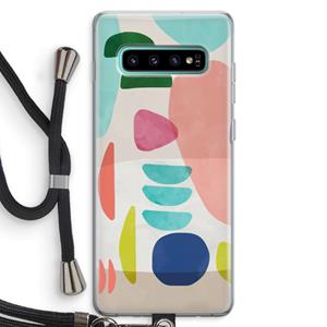 CaseCompany Bold Rounded Shapes: Samsung Galaxy S10 Plus Transparant Hoesje met koord