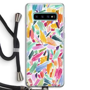 CaseCompany Watercolor Brushstrokes: Samsung Galaxy S10 Plus Transparant Hoesje met koord
