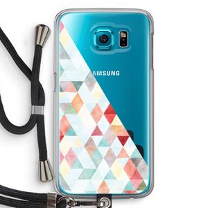 CaseCompany Gekleurde driehoekjes pastel: Samsung Galaxy S6 Transparant Hoesje met koord