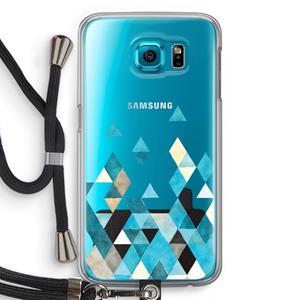 CaseCompany Gekleurde driehoekjes blauw: Samsung Galaxy S6 Transparant Hoesje met koord