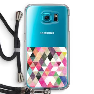 CaseCompany Gekleurde driehoekjes: Samsung Galaxy S6 Transparant Hoesje met koord