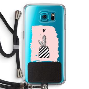 CaseCompany Zwart-wit cactus: Samsung Galaxy S6 Transparant Hoesje met koord