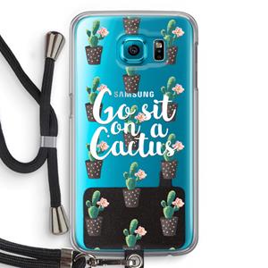 CaseCompany Cactus quote: Samsung Galaxy S6 Transparant Hoesje met koord